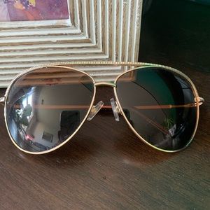 Polarized Gold Tone Aviator Sunglasses